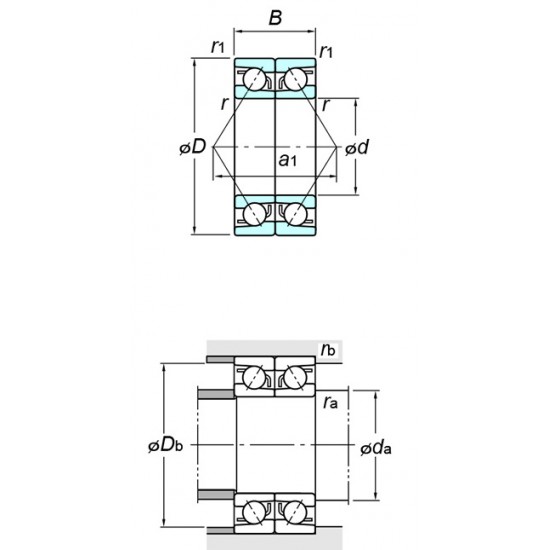 KOYO 7208BDB Angular contact ball bearings